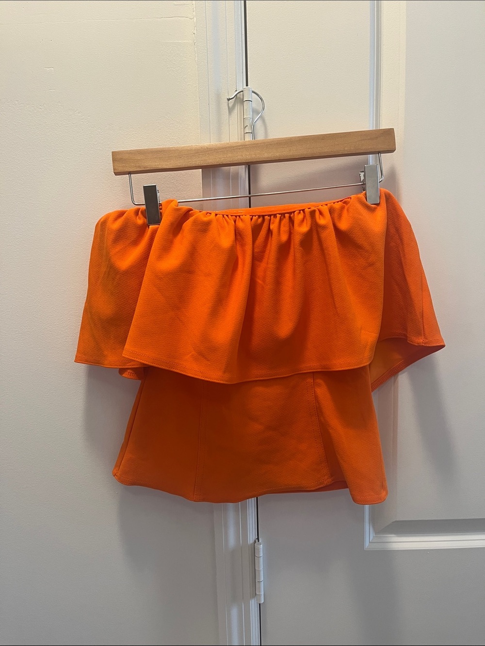 Zara Orange Off-Shoulder Ruffle Top - Picture 3 of 6